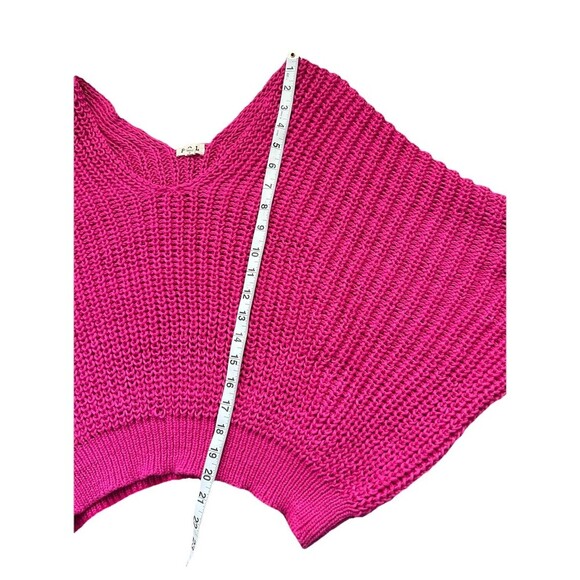 POL Chunky Knit Pink Sweater Double VNeck Dolman Balloon Sleeves Oversized Small - Picture 5 of 8